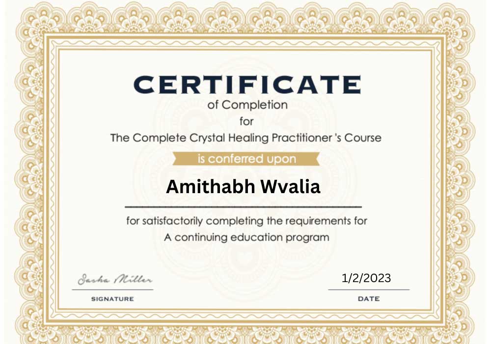 Certified Crystal healing Practitioner Certified Crystal healing Practitioner
