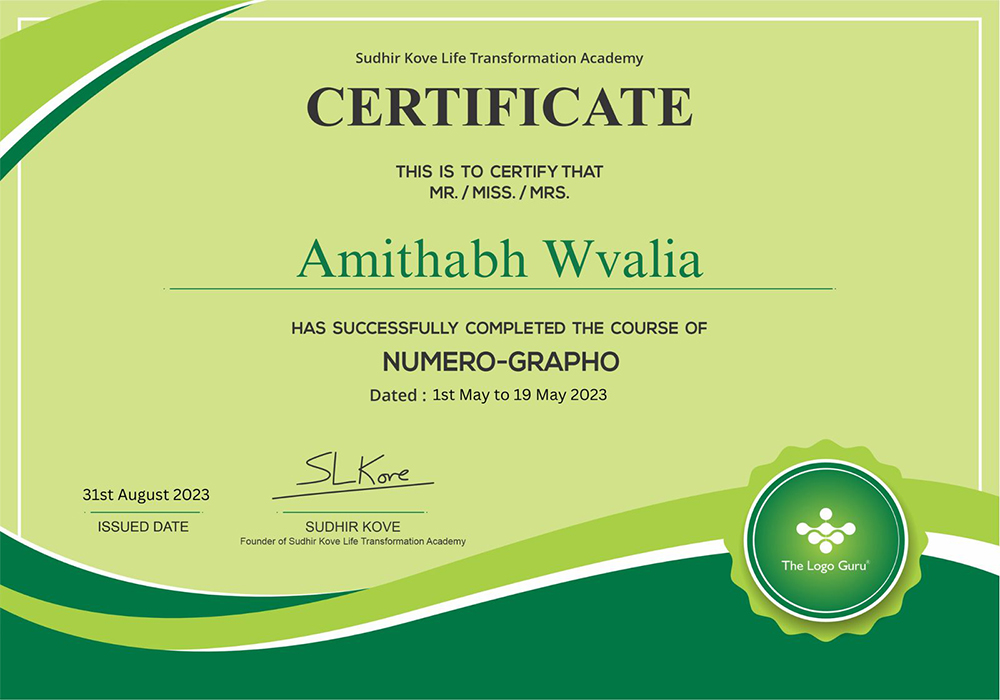 NUMERO-GRAPHO Course Completion Course NUMERO-GRAPHO Course Completion Course